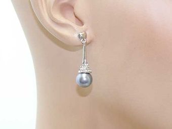 Boucles d'oreilles 016 Métal argenté perle