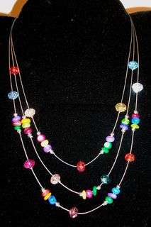 Collier multirang perles colorées 001
