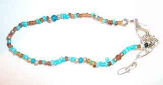 Bracelet 0015 perle rocaille bleu/marron