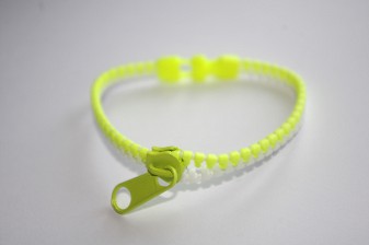 Bracelet zip fermeture éclair vert FLUO
