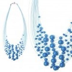 Collier multirang perles Bleu